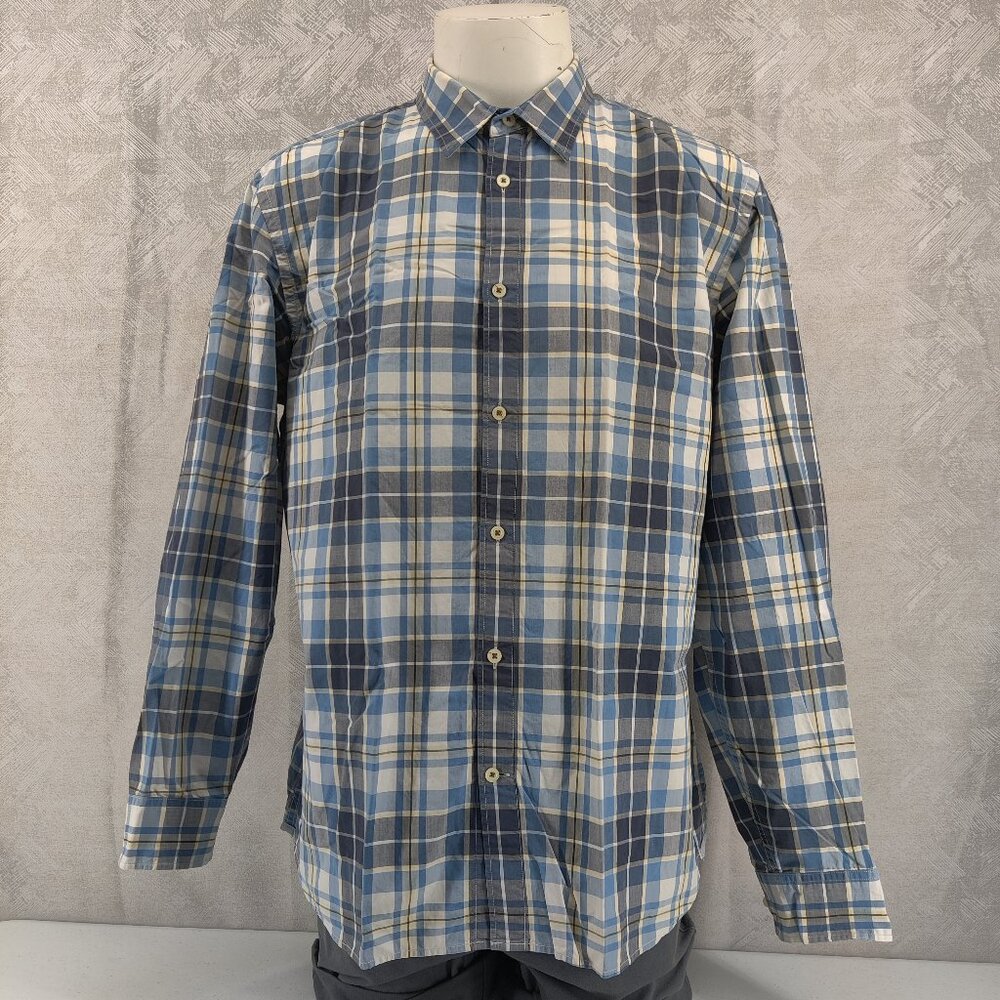 Banana Republic‎ Shirt Mens XL Blue Plaid Soft-Wash Button Down Long Sleeve